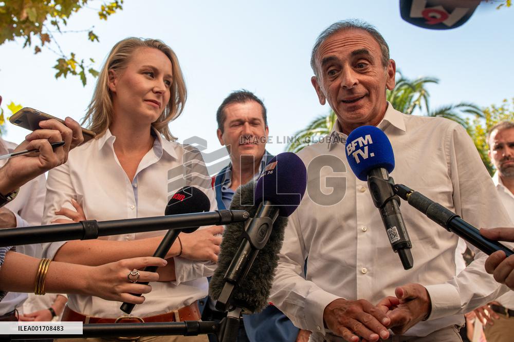 Eric Zemmour And Marion Marechal Visit To The Market - Cogolin