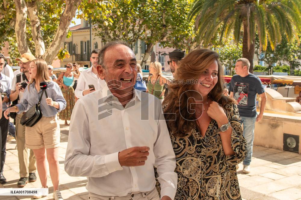 Eric Zemmour And Marion Marechal Visit To The Market - Cogolin