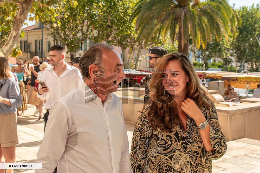 Eric Zemmour And Marion Marechal Visit To The Market - Cogolin