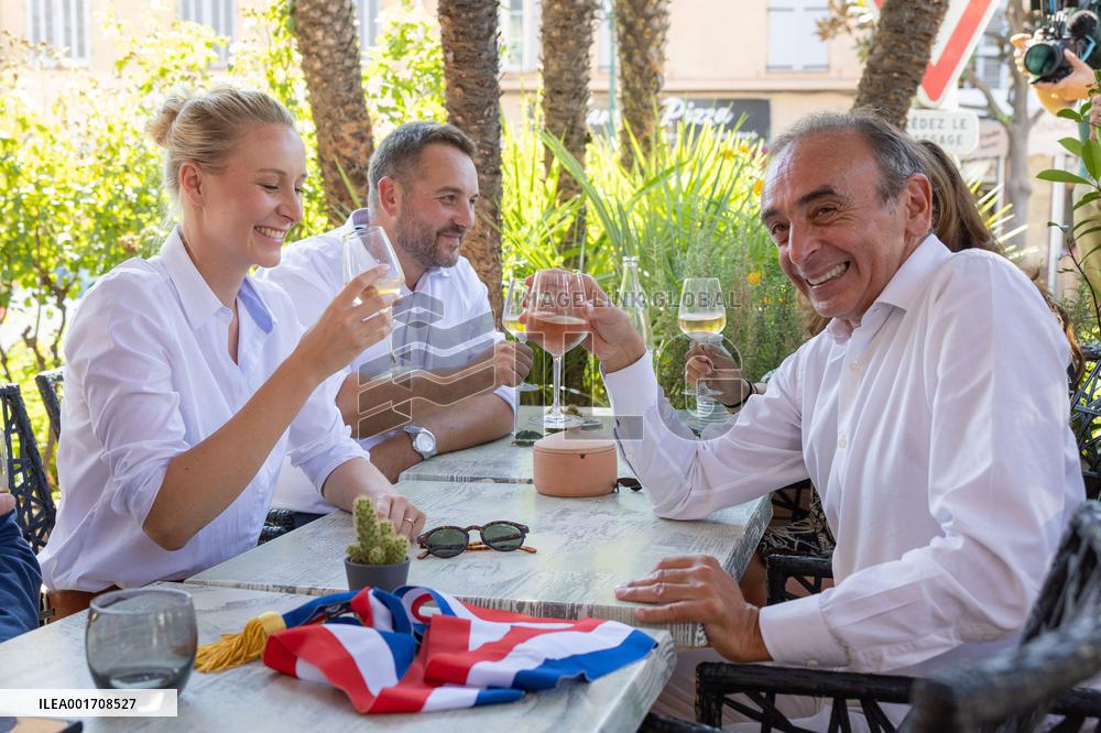 Eric Zemmour And Marion Marechal Visit To The Market - Cogolin