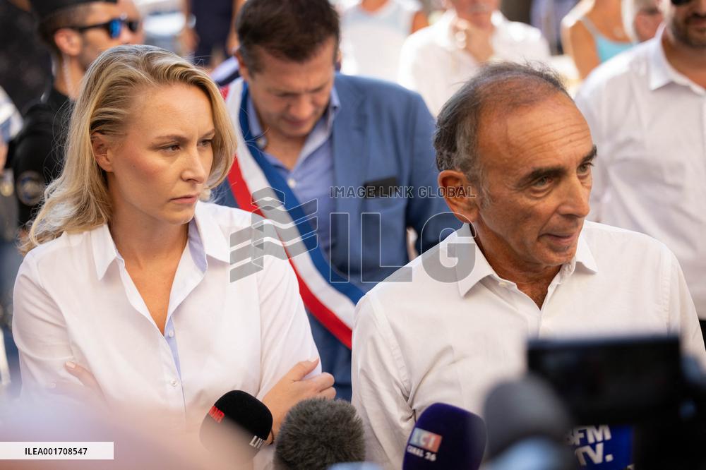Eric Zemmour And Marion Marechal Visit To The Market - Cogolin