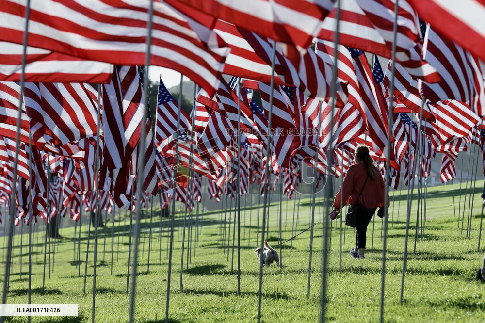 U.S.-MALIBU-9/11 ATTACKS-ANNIVERSARY-WAVES OF FLAGS