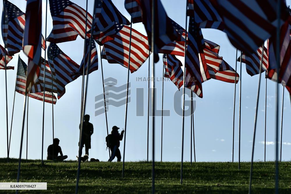 U.S.-MALIBU-9/11 ATTACKS-ANNIVERSARY-WAVES OF FLAGS