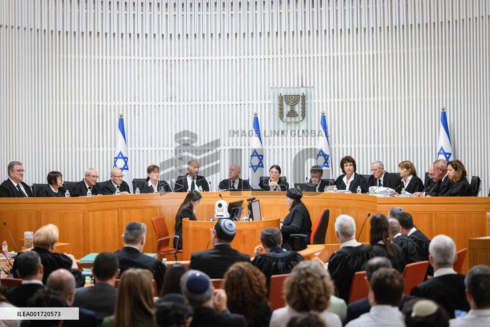 MIDEAST-JERUSALEM-ISRAEL-SUPREME COURT-JUDICIAL OVERHAUL-HEARING