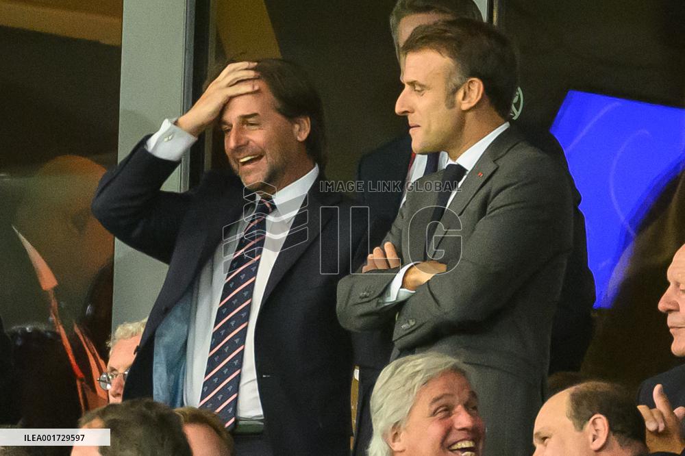 French And Uruguayan Presidents Watch France v Uruguay