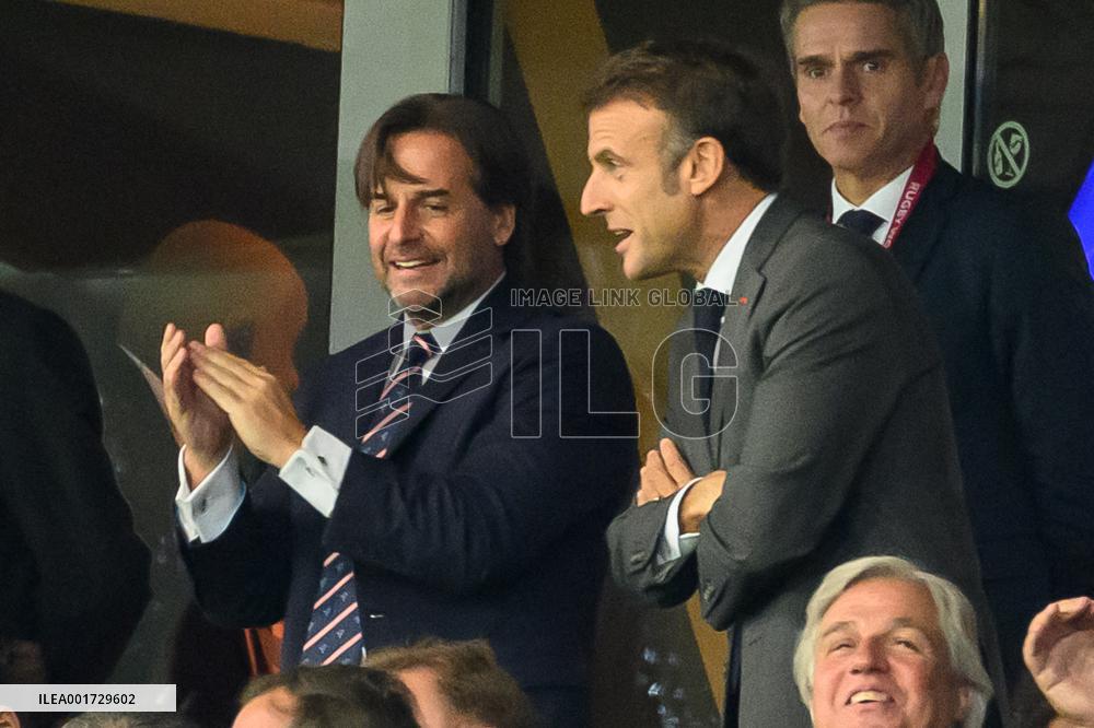 French And Uruguayan Presidents Watch France v Uruguay