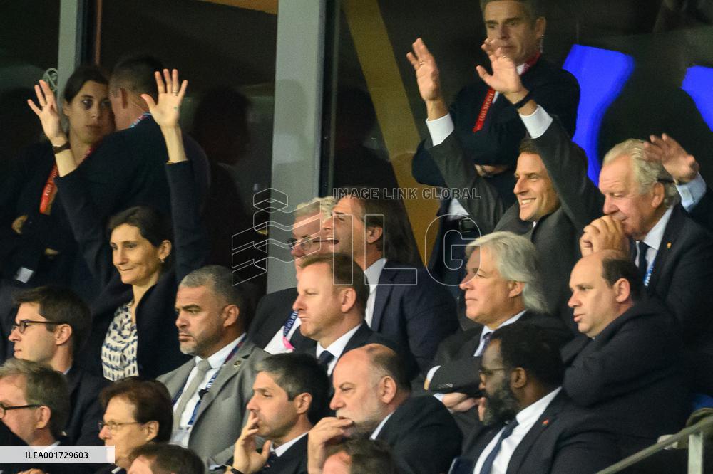 French And Uruguayan Presidents Watch France v Uruguay