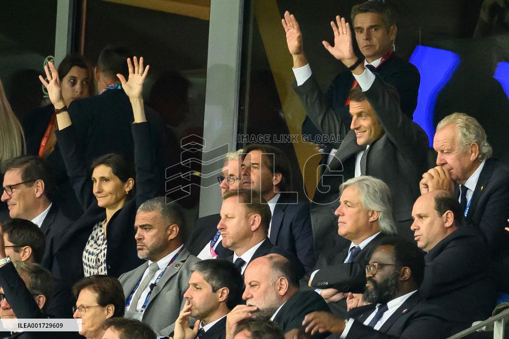 French And Uruguayan Presidents Watch France v Uruguay