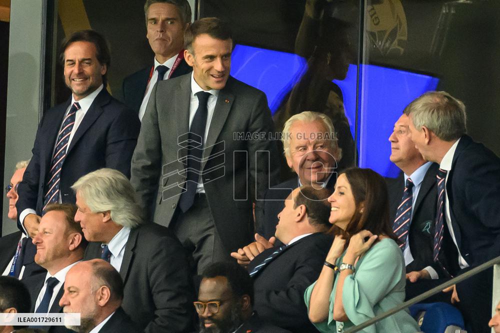 French And Uruguayan Presidents Watch France v Uruguay