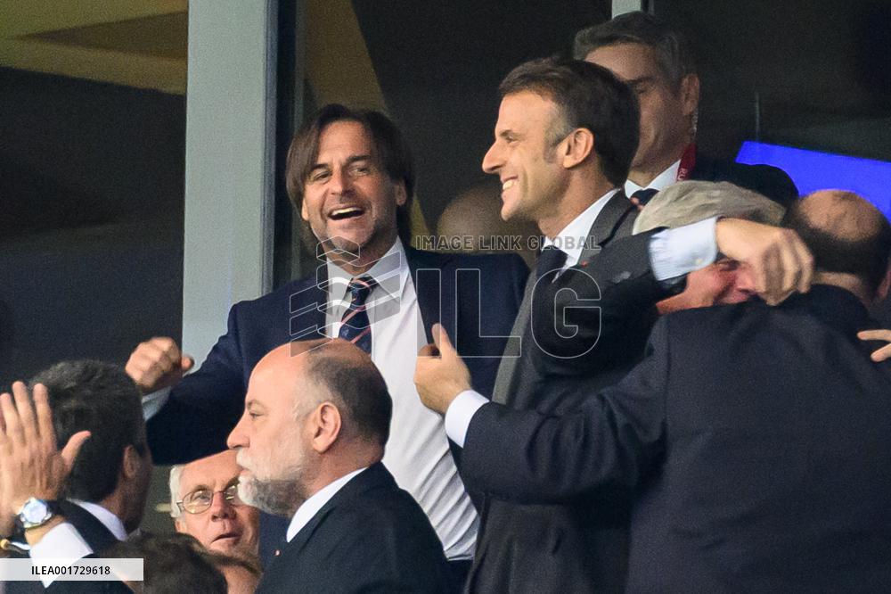 French And Uruguayan Presidents Watch France v Uruguay