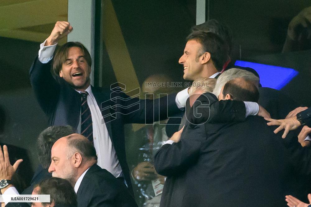 French And Uruguayan Presidents Watch France v Uruguay