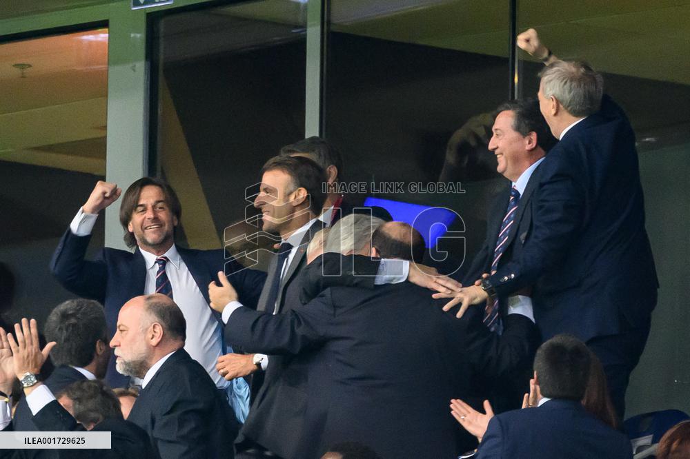 French And Uruguayan Presidents Watch France v Uruguay