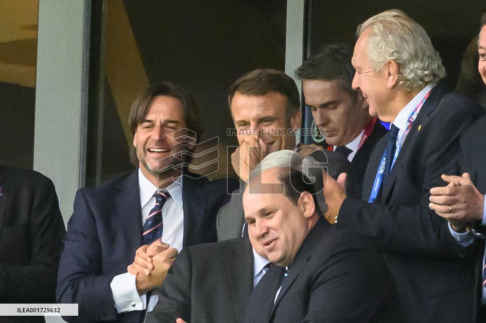 French And Uruguayan Presidents Watch France v Uruguay