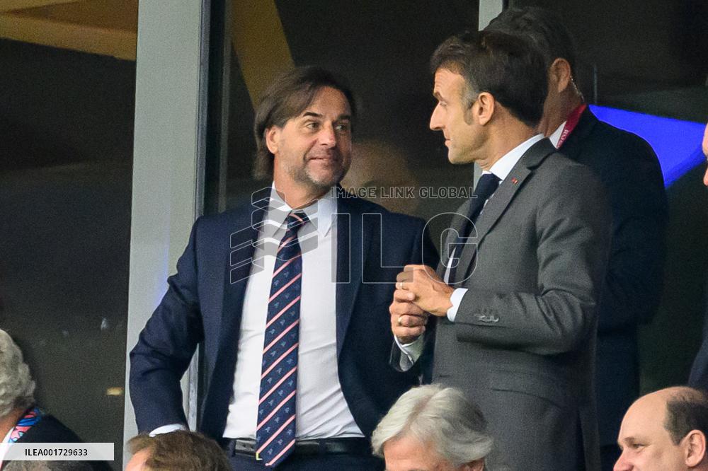 French And Uruguayan Presidents Watch France v Uruguay