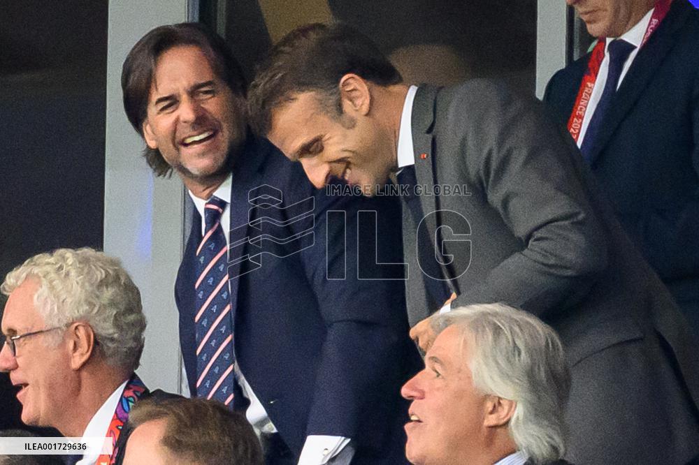French And Uruguayan Presidents Watch France v Uruguay