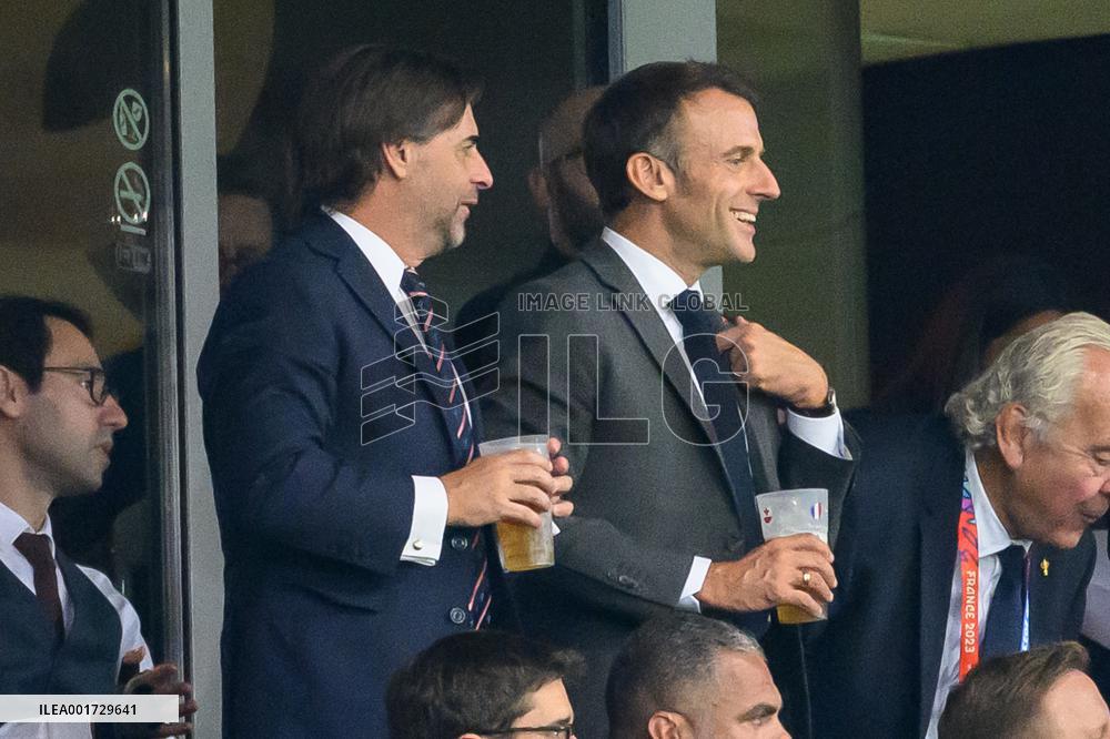French And Uruguayan Presidents Watch France v Uruguay