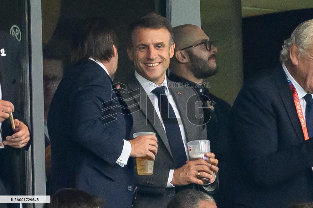 French And Uruguayan Presidents Watch France v Uruguay
