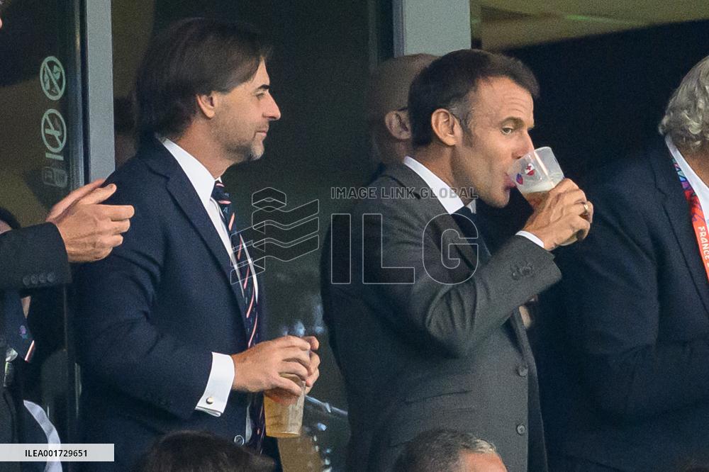French And Uruguayan Presidents Watch France v Uruguay