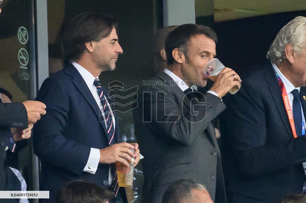French And Uruguayan Presidents Watch France v Uruguay