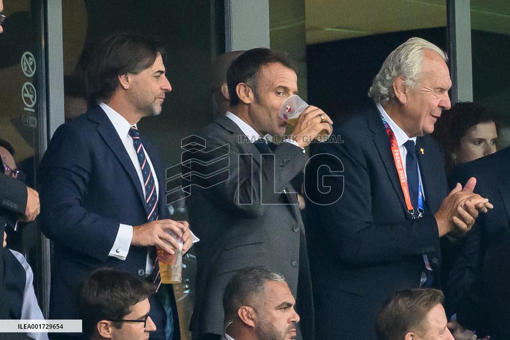 French And Uruguayan Presidents Watch France v Uruguay