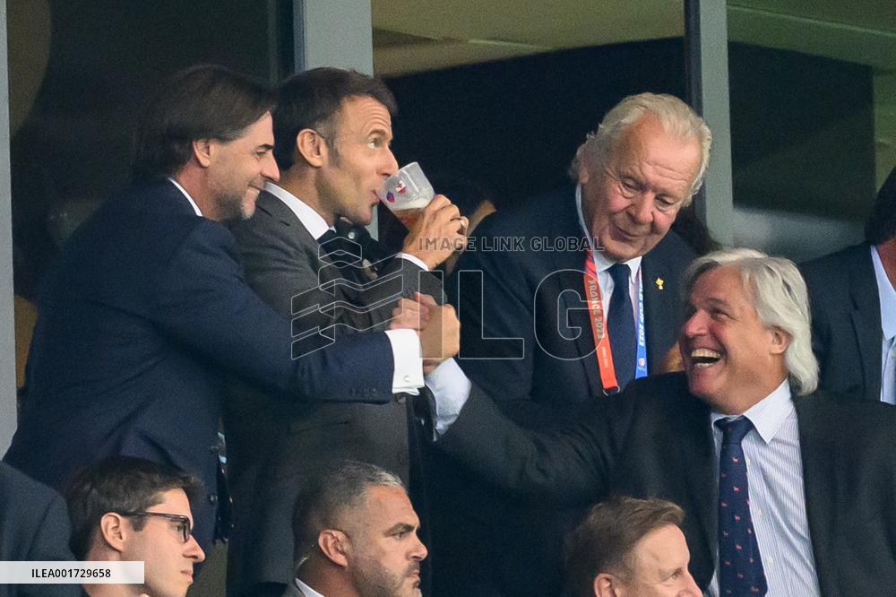 French And Uruguayan Presidents Watch France v Uruguay