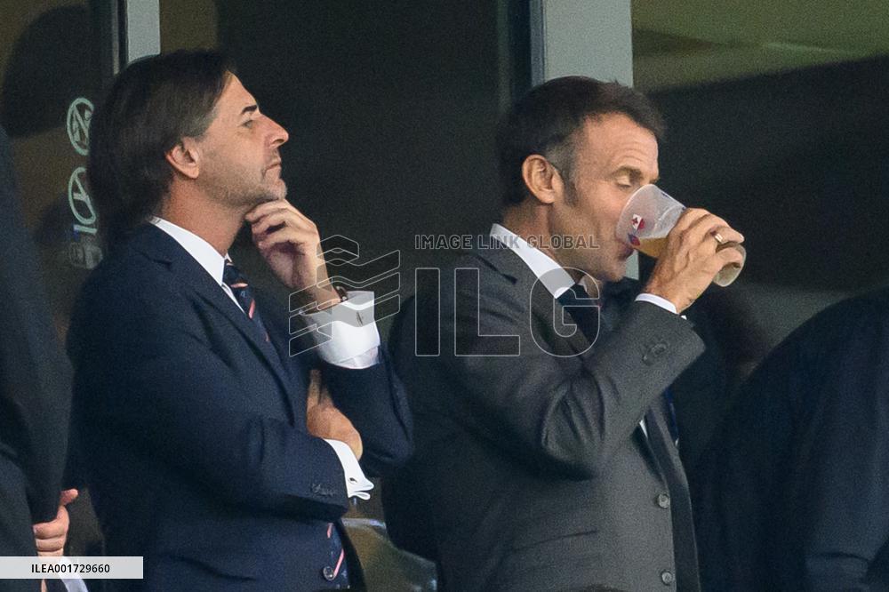 French And Uruguayan Presidents Watch France v Uruguay