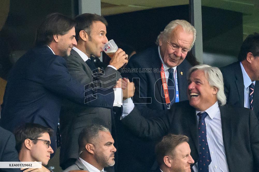 French And Uruguayan Presidents Watch France v Uruguay