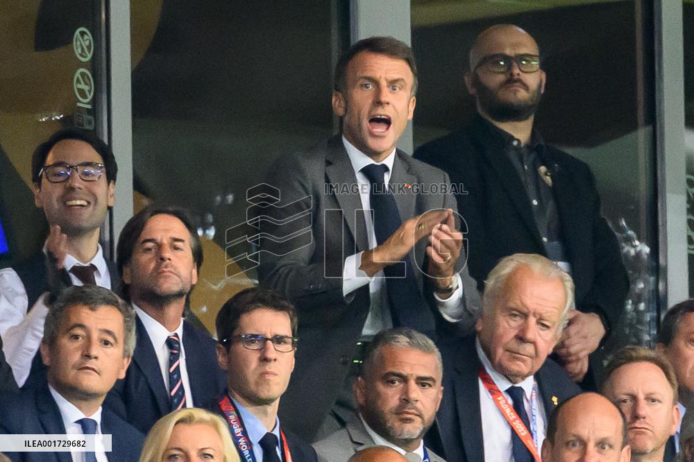 French And Uruguayan Presidents Watch France v Uruguay