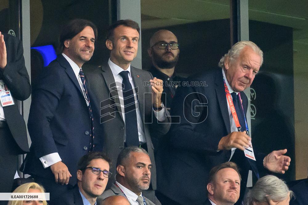 French And Uruguayan Presidents Watch France v Uruguay