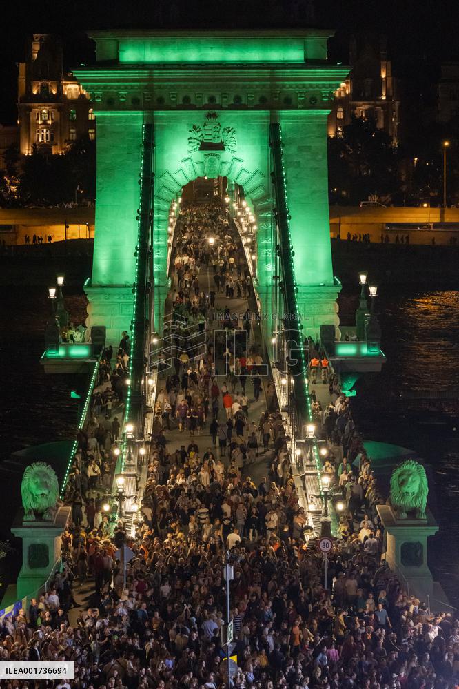 HUNGARY-BUDAPEST-CHAIN BRIDGE FESTIVAL