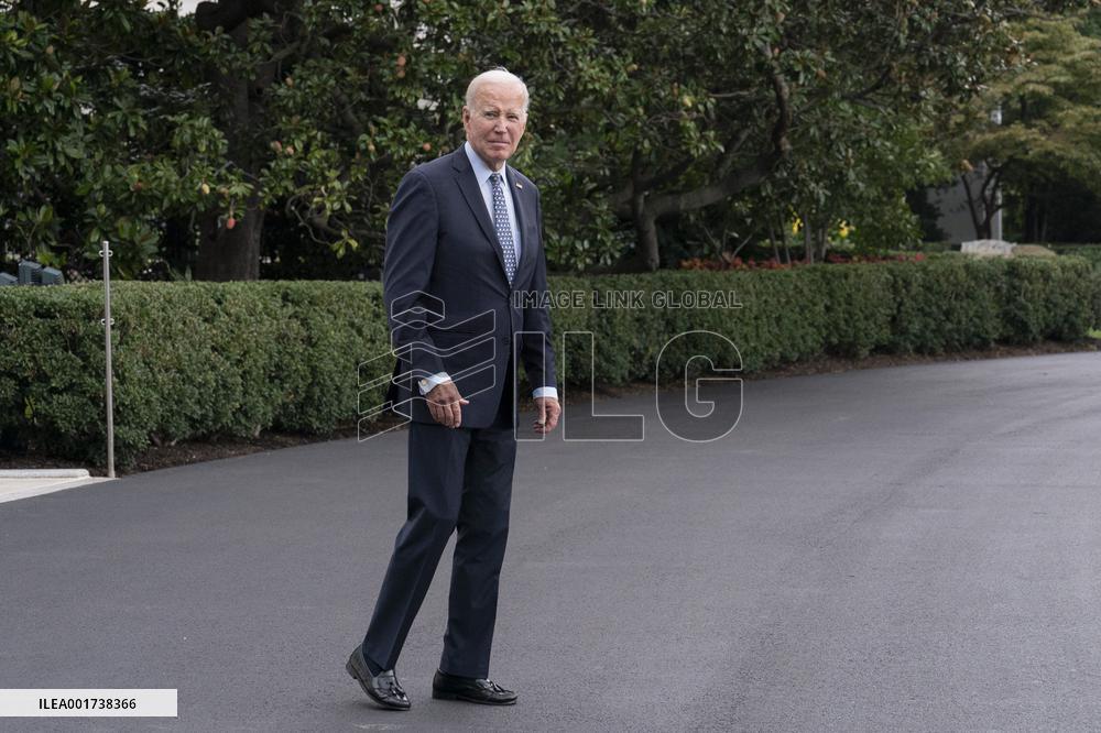President Joe Biden departs the White House