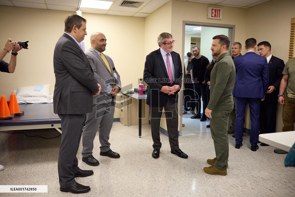 Zelensky Visits Wounded Ukrainian Soldiers In New York