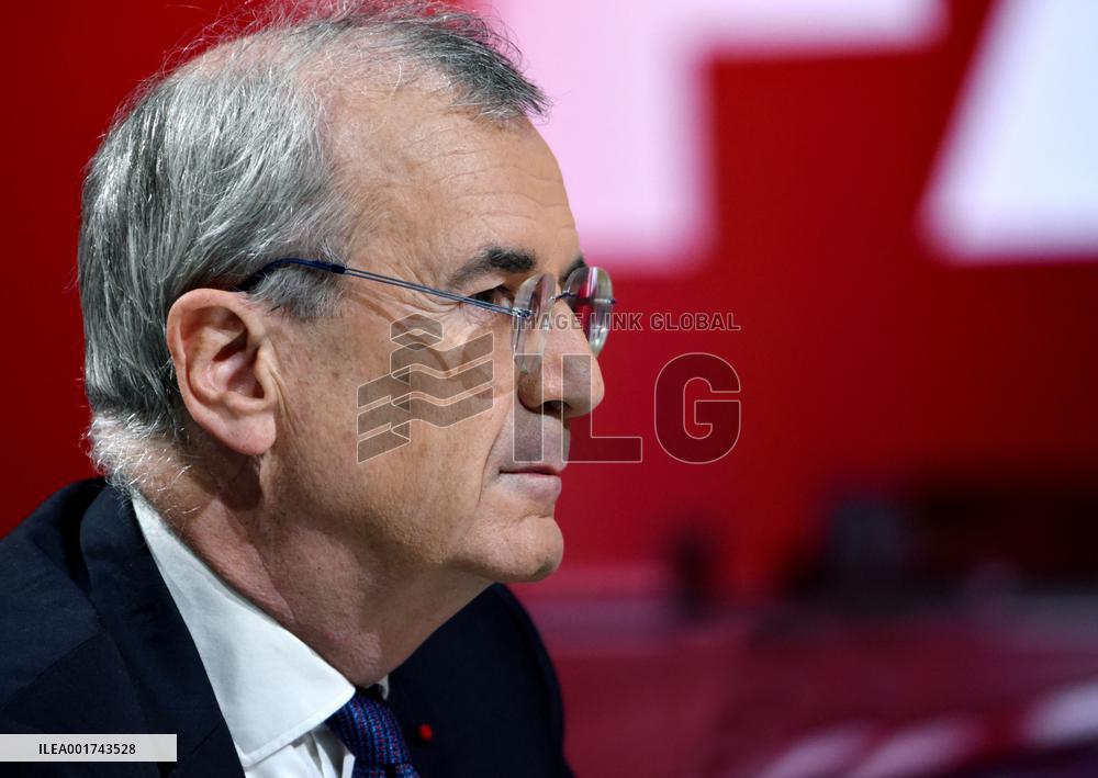 Francois Villeroy de Galhau Appears On RMC BFMTV - Paris