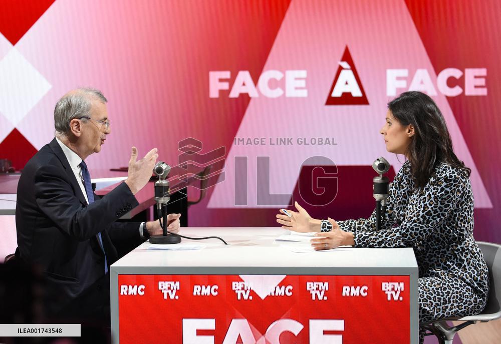 Francois Villeroy de Galhau Appears On RMC BFMTV - Paris