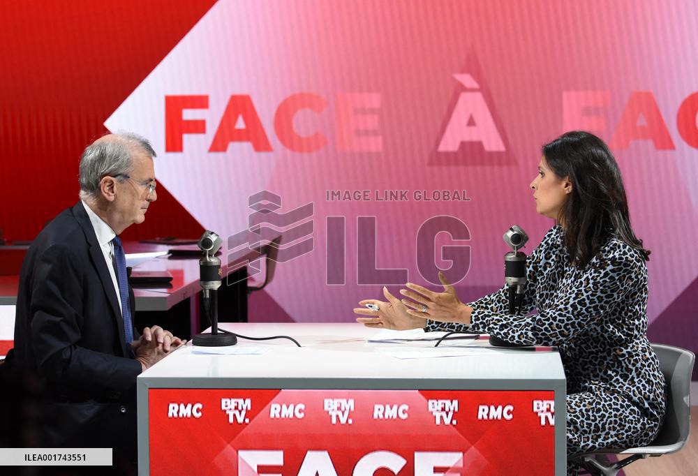 Francois Villeroy de Galhau Appears On RMC BFMTV - Paris