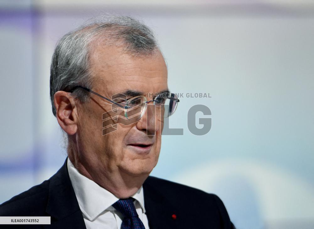 Francois Villeroy de Galhau Appears On RMC BFMTV - Paris