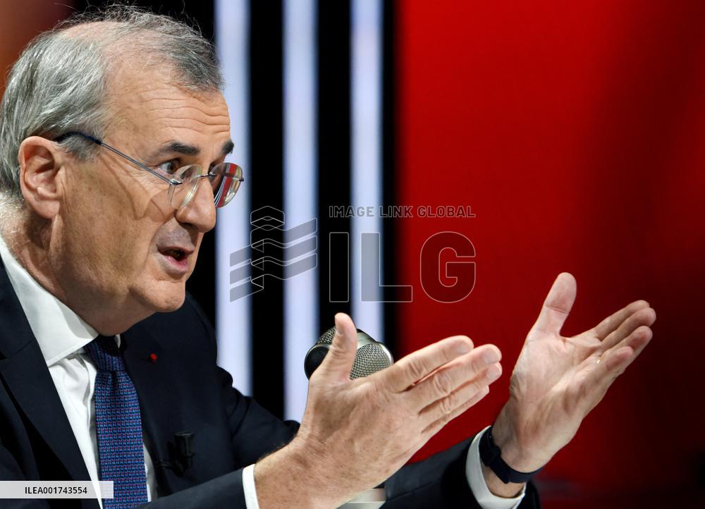 Francois Villeroy de Galhau Appears On RMC BFMTV - Paris