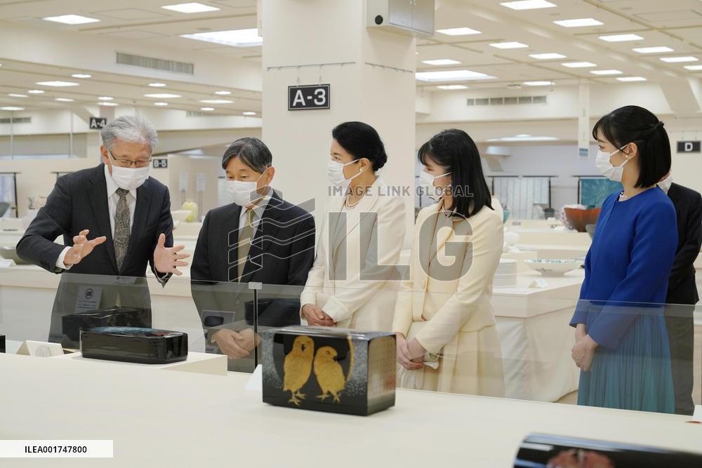 Japan imperial family at traditional crafts exhibition