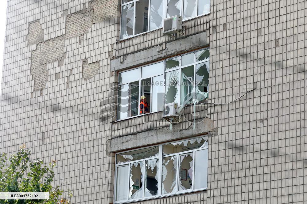 Aftermath of Russian missile attack in Vyshneve