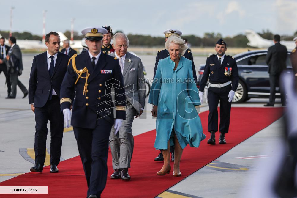 King Charles Visit To France - At Bordeaux Merignac Airport