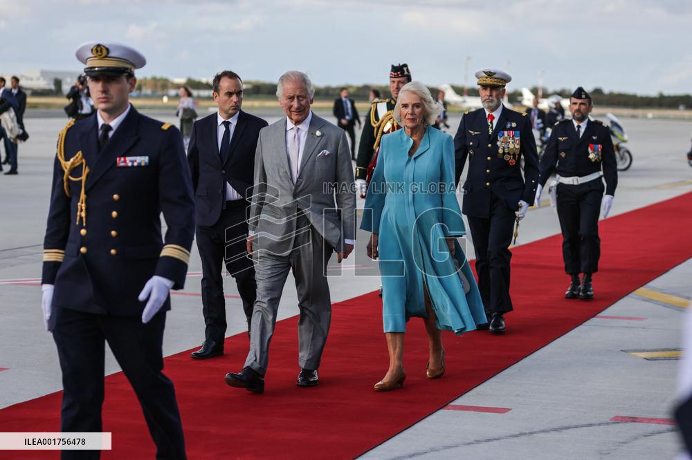 King Charles Visit To France - At Bordeaux Merignac Airport