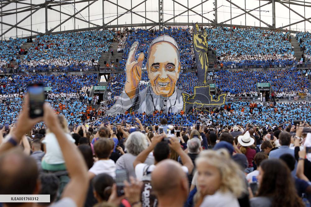 Pope Francis Visits Marseille - Mass at the Velodrome stadium