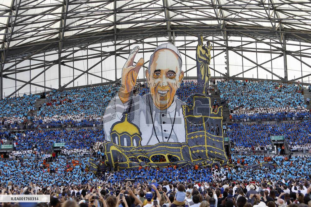 Pope Francis Visits Marseille - Mass at the Velodrome stadium