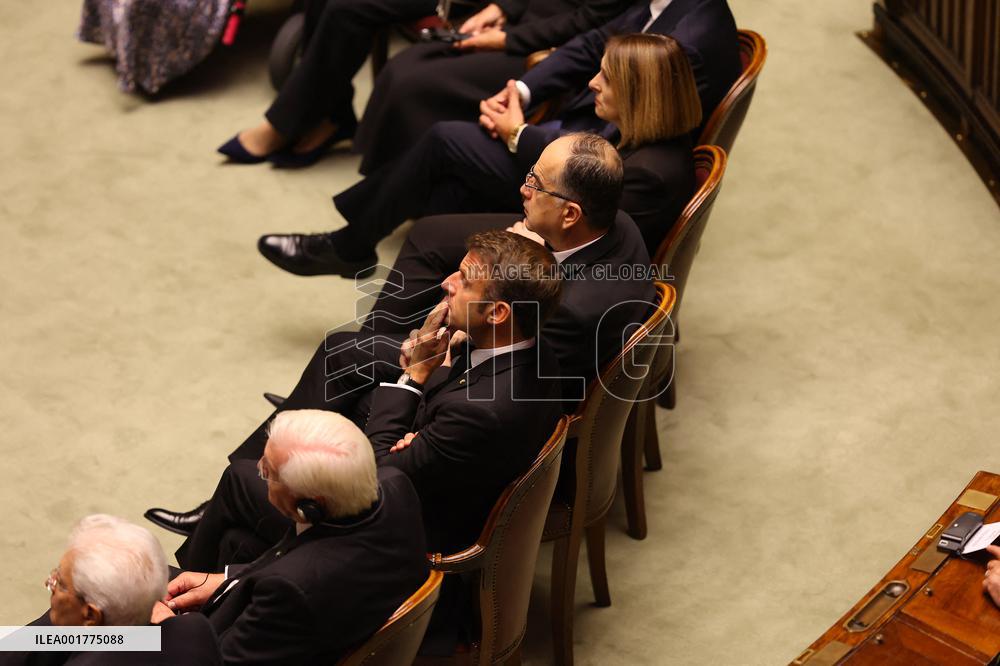 President Macron At Late Italian President Napolitano State Funeral - Rome