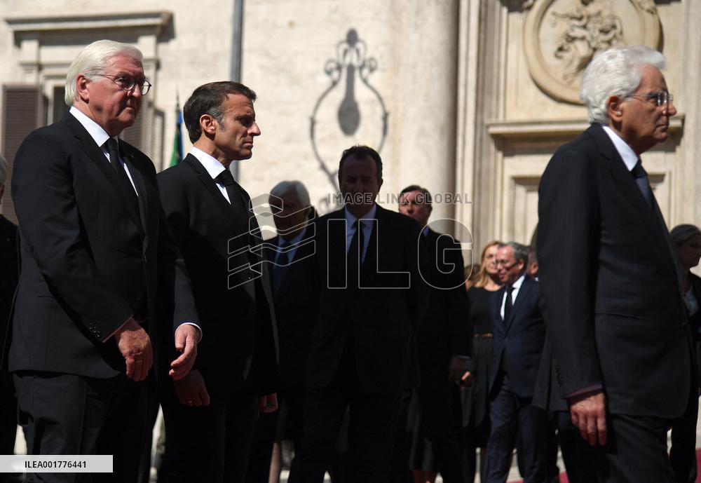 President Macron At Late Italian President Napolitano State Funeral - Rome