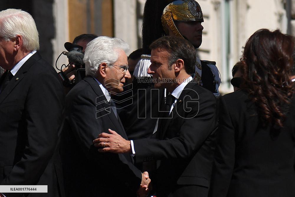 President Macron At Late Italian President Napolitano State Funeral - Rome