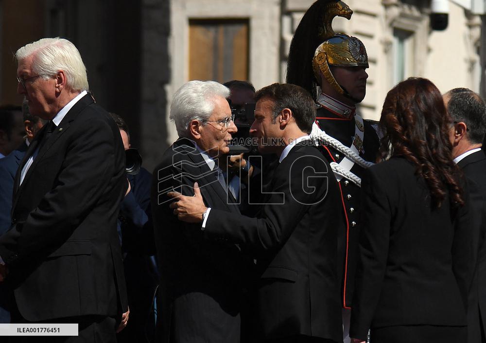 President Macron At Late Italian President Napolitano State Funeral - Rome