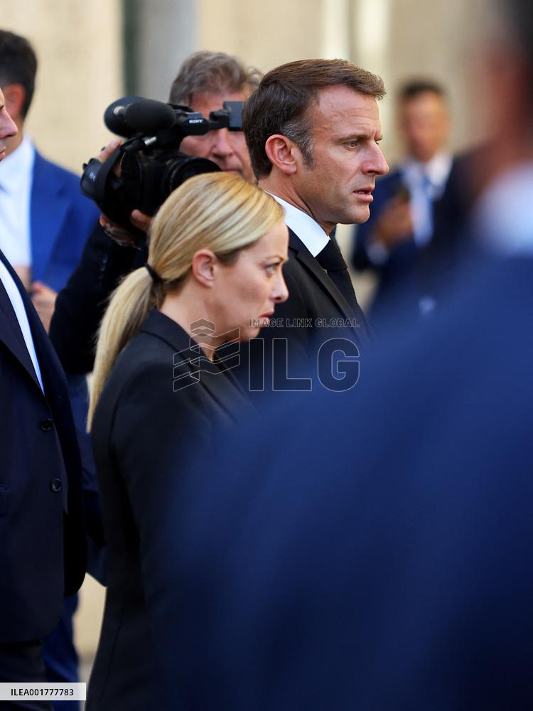 President Macron At Late Italian President Napolitano State Funeral - Rome