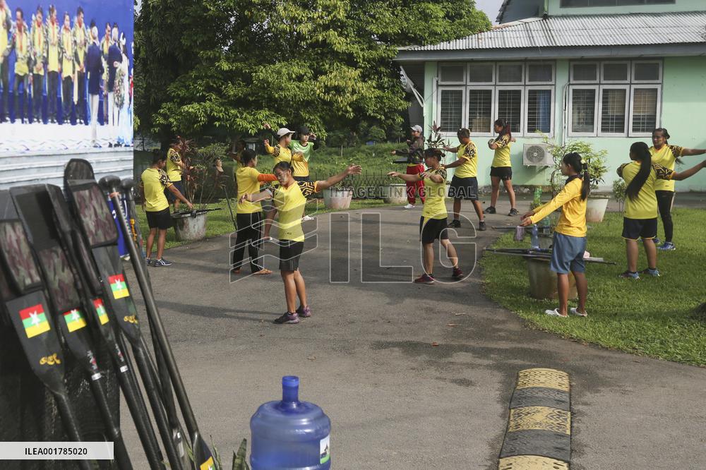 (SP) MYANMAR-YANGON-DRAGON BOAT-ASIAN GAMES-TRAINING