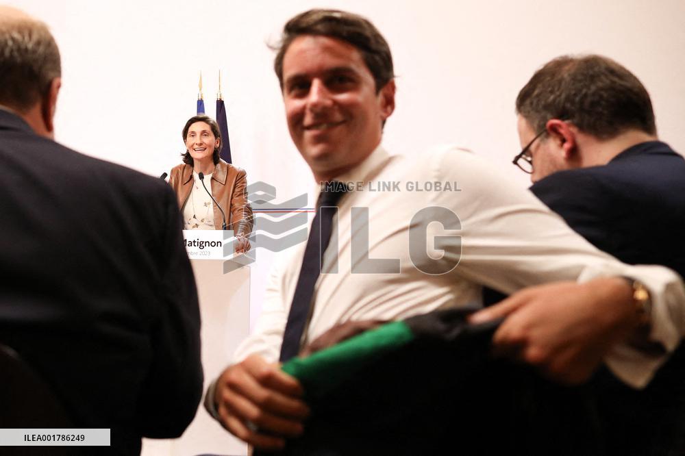 Press conference to present a plan aim at tackling bullying at school at Matignon